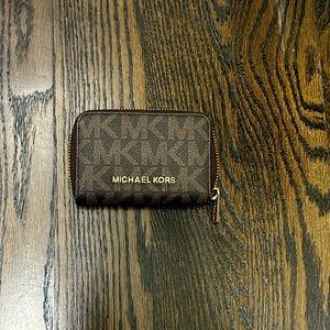Michael Kors Mini Card Wallet Brown Gold